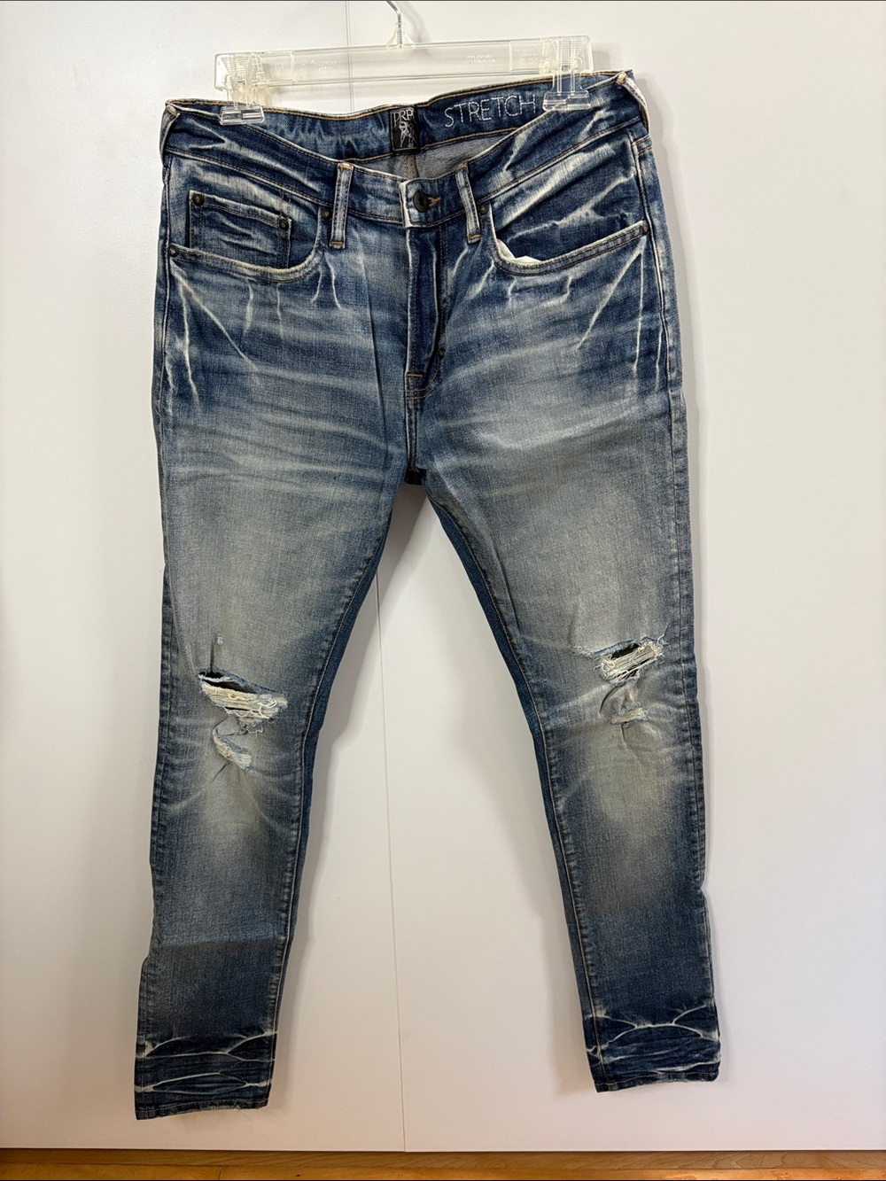 PRPS Men's Distressed Washed Blue Skinny Jeans 32